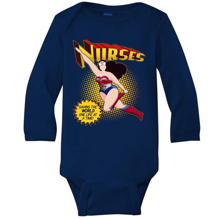 Superhero Nurses Saving The World One Life At A Time Baby Long Sleeve Bodysuit