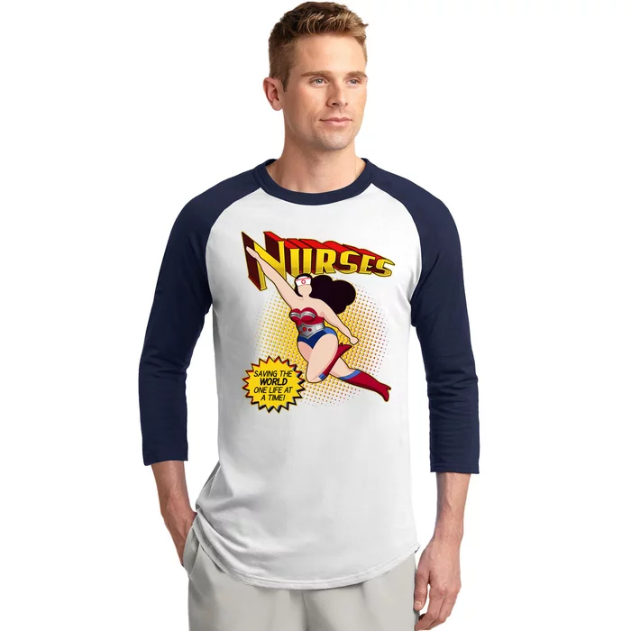 Superhero Nurses Saving The World One Life At A Time Baseball Sleeve Shirt