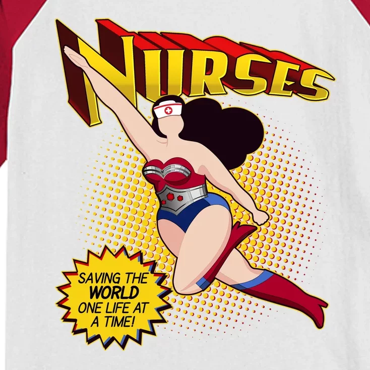 Superhero Nurses Saving The World One Life At A Time Kids Colorblock Raglan Jersey