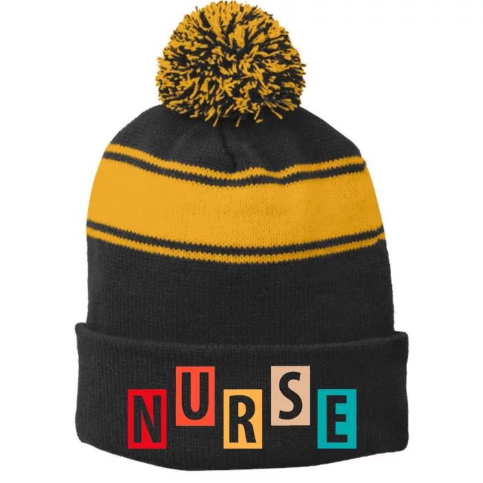 Simply Nurse Stripe Pom Pom Beanie