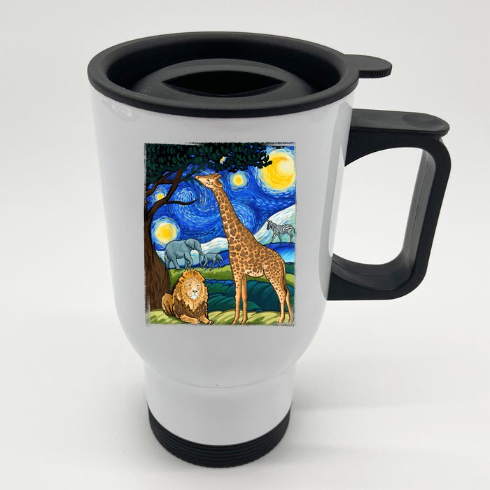 Safari Night Starry Night Zoo Animals Animal Art Safari Front & Back Stainless Steel Travel Mug