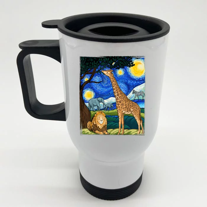 Safari Night Starry Night Zoo Animals Animal Art Safari Front & Back Stainless Steel Travel Mug