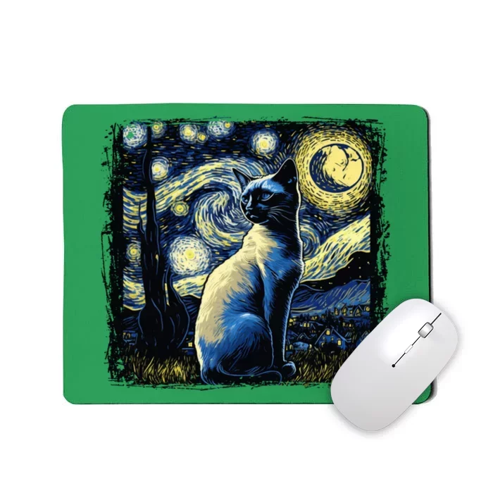 Starry Night Siamese Cat Funny Cat Graphic Cat Lover Mousepad