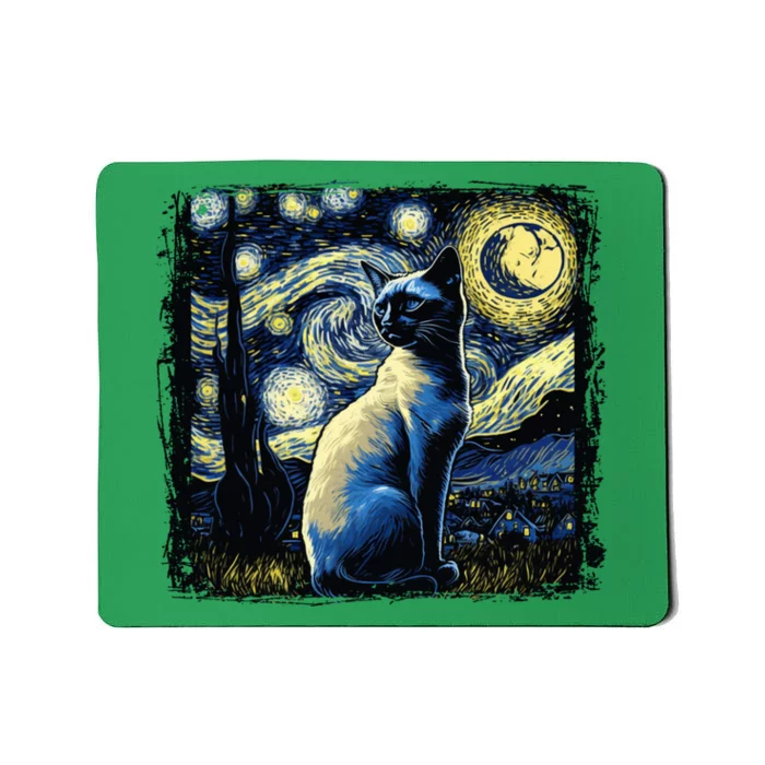 Starry Night Siamese Cat Funny Cat Graphic Cat Lover Mousepad