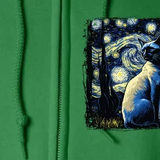 Starry Night Siamese Cat Funny Cat Graphic Cat Lover Full Zip Hoodie