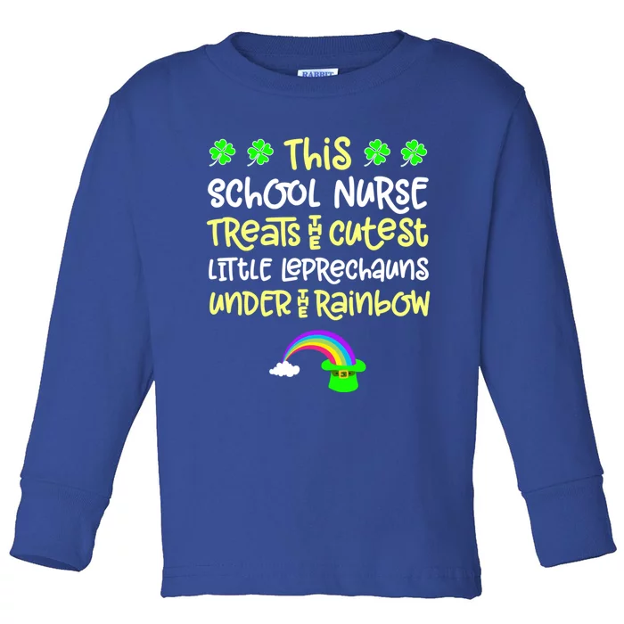 School Nurse St Patrick Day Leprechauns Rainbow Paddy Green Gift Toddler Long Sleeve Shirt