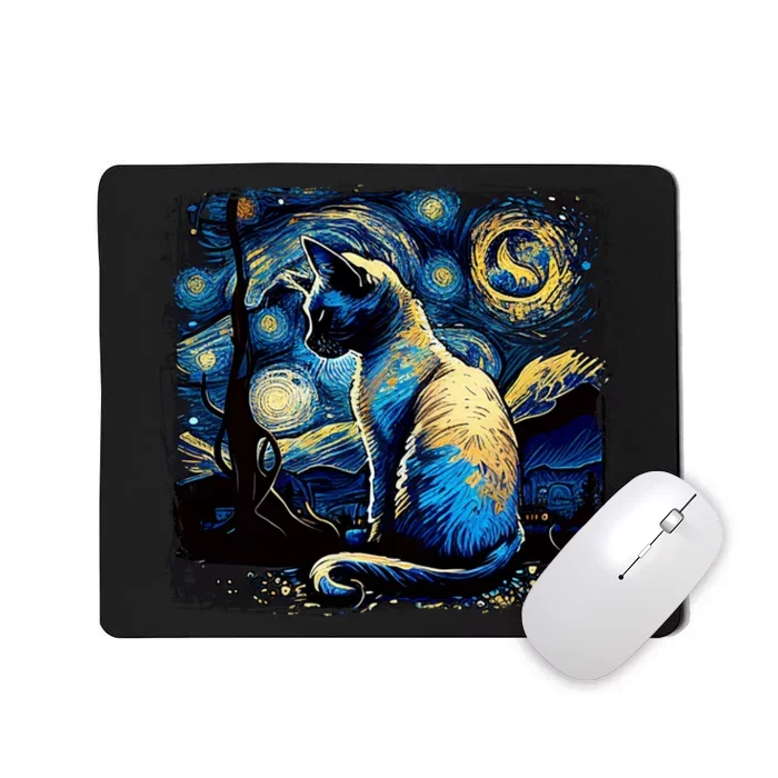 Starry Night Siamese Cat Funny Cat Graphic Cat Lover Mousepad