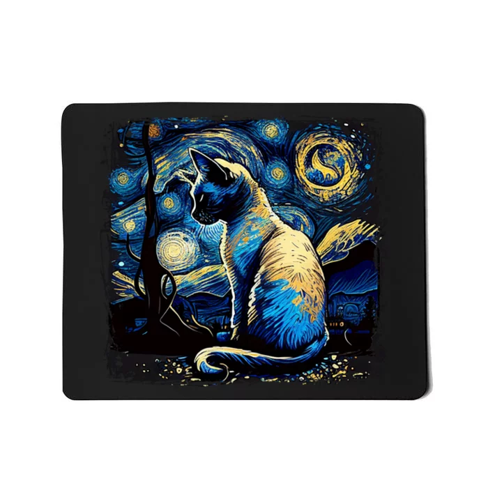 Starry Night Siamese Cat Funny Cat Graphic Cat Lover Mousepad