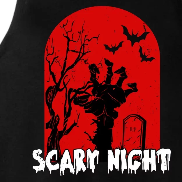 Scary Night Spooky Graveyard Halloween Ladies Tri-Blend Wicking Tank