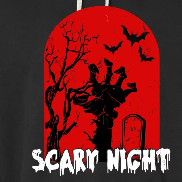 Scary Night Spooky Graveyard Halloween Garment-Dyed Fleece Hoodie