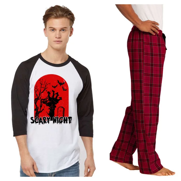 Scary Night Spooky Graveyard Halloween Raglan Sleeve Pajama Set