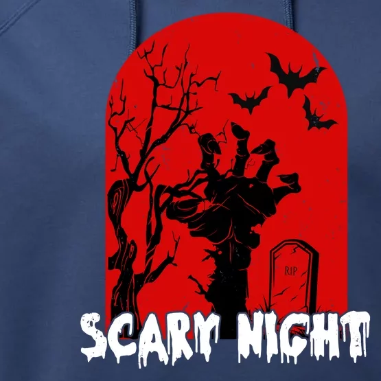 Scary Night Spooky Graveyard Halloween Performance Fleece Hoodie