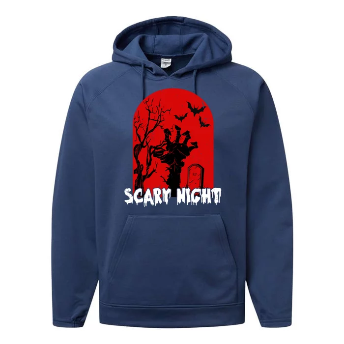 Scary Night Spooky Graveyard Halloween Performance Fleece Hoodie