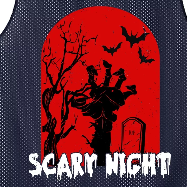 Scary Night Spooky Graveyard Halloween Mesh Reversible Basketball Jersey Tank