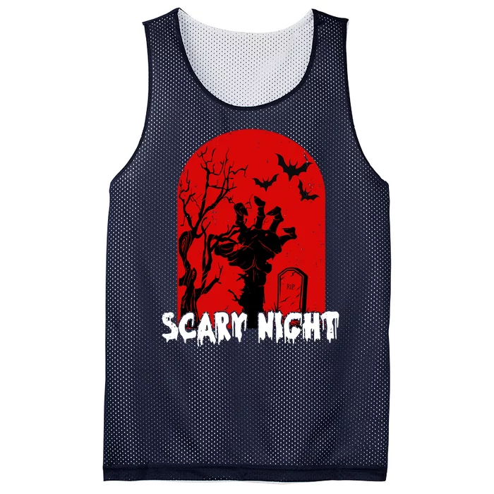 Scary Night Spooky Graveyard Halloween Mesh Reversible Basketball Jersey Tank