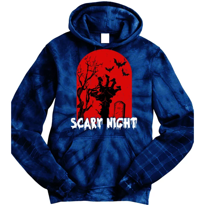 Scary Night Spooky Graveyard Halloween Tie Dye Hoodie