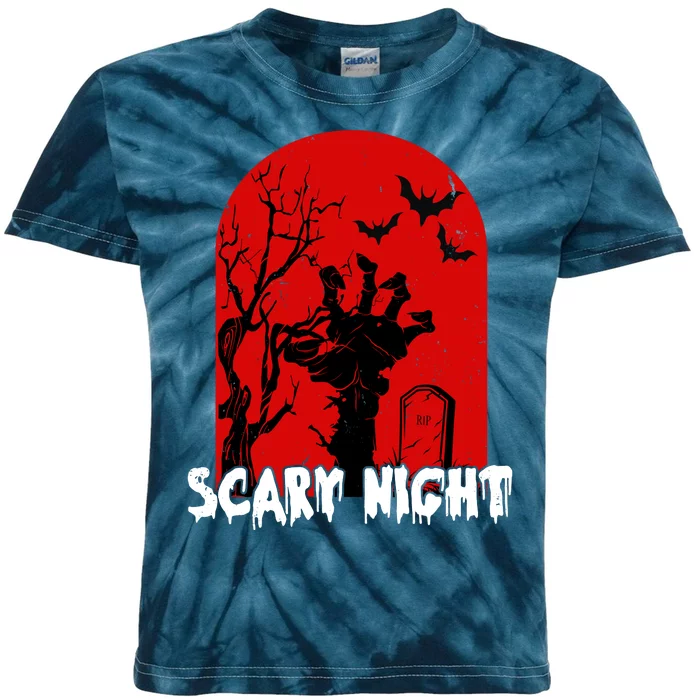 Scary Night Spooky Graveyard Halloween Kids Tie-Dye T-Shirt