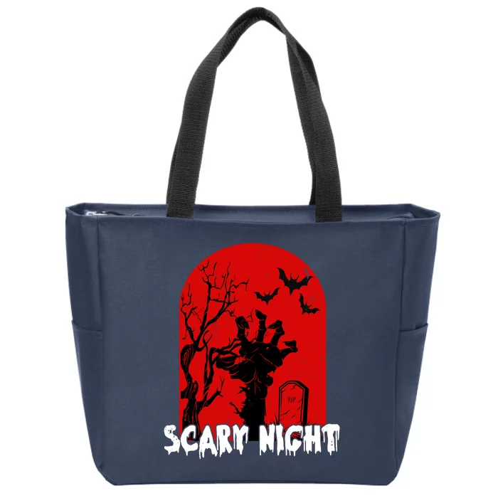 Scary Night Spooky Graveyard Halloween Zip Tote Bag