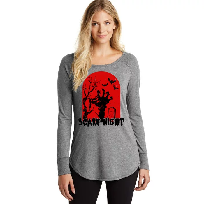 Scary Night Spooky Graveyard Halloween Women's Perfect Tri Tunic Long Sleeve Shirt