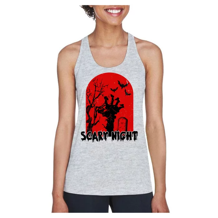 Scary Night Spooky Graveyard Halloween Women's Racerback Tank