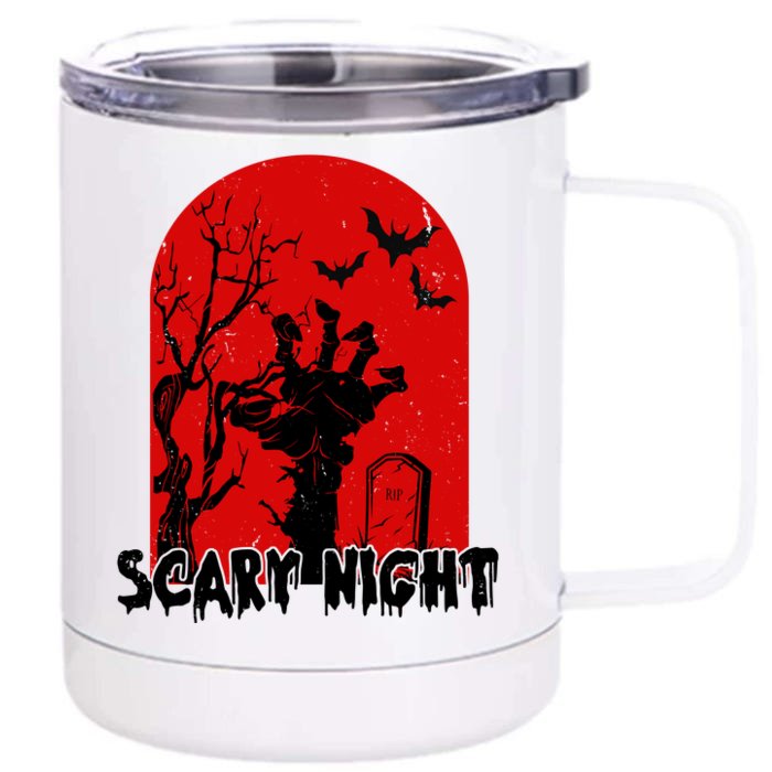 Scary Night Spooky Graveyard Halloween Front & Back 12oz Stainless Steel Tumbler Cup