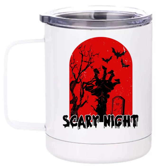 Scary Night Spooky Graveyard Halloween Front & Back 12oz Stainless Steel Tumbler Cup