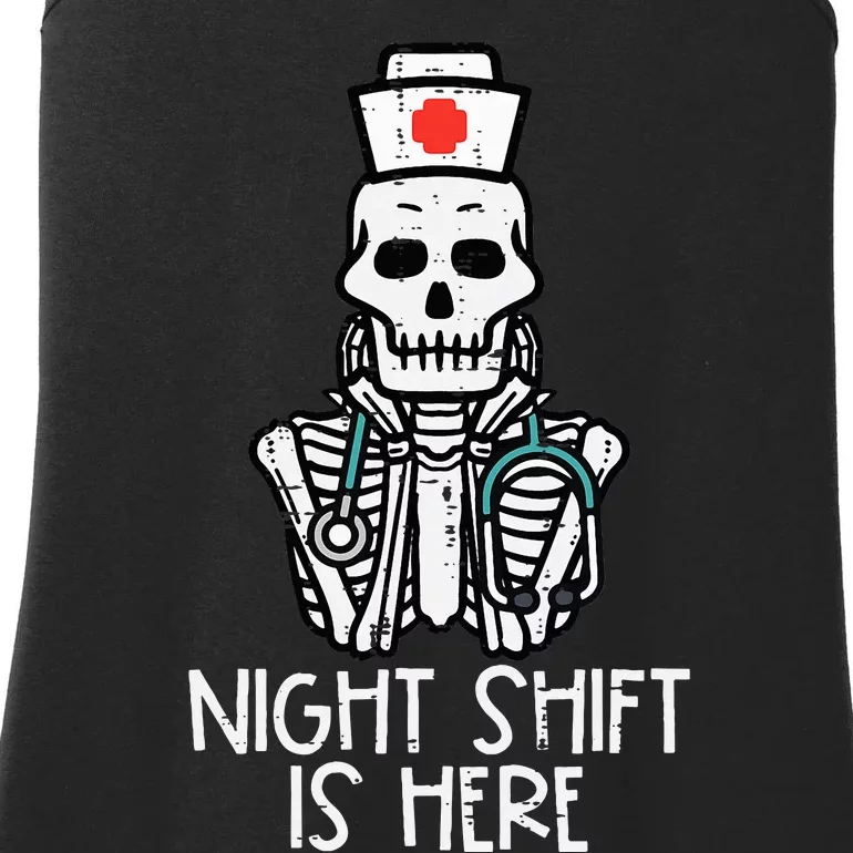 Skeleton Night Shift's Here Halloween Nurse Fall Scrub Ladies Essential Tank