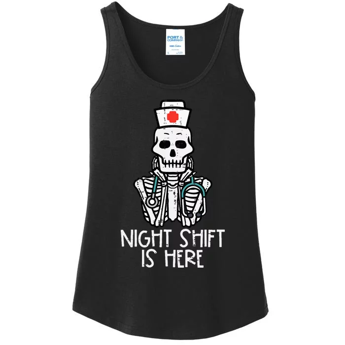 Skeleton Night Shift's Here Halloween Nurse Fall Scrub Ladies Essential Tank