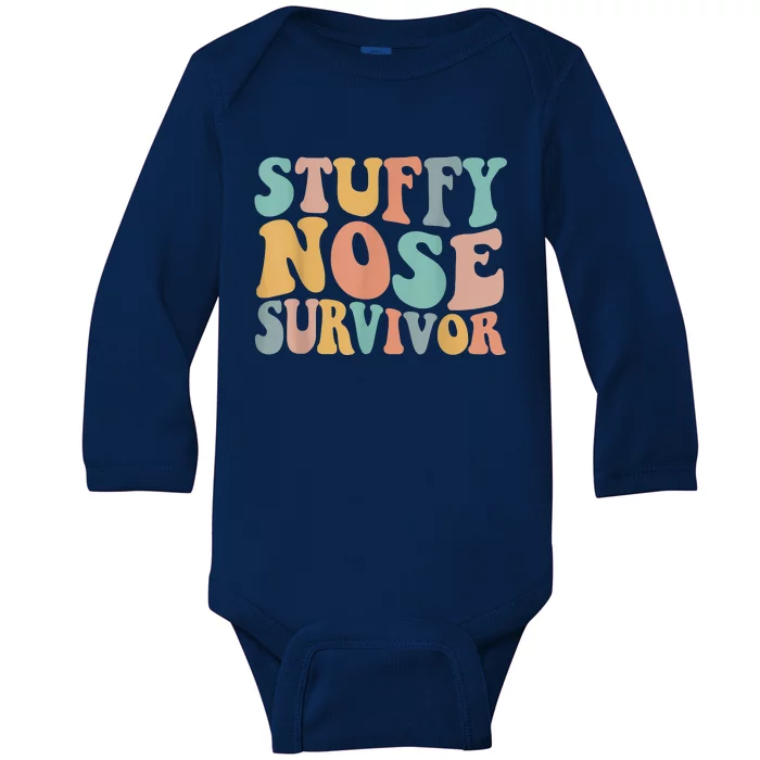 Stuffy Nose Survivor Funny Baby Long Sleeve Bodysuit