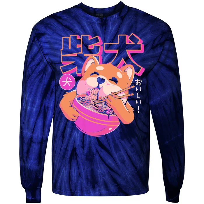 Shiba Noodles Tie-Dye Long Sleeve Shirt