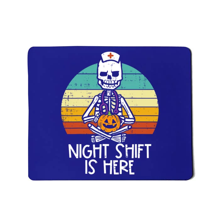 Skeleton Night Shifts Here Retro Halloween Rn Nurses Cute Gift Mousepad