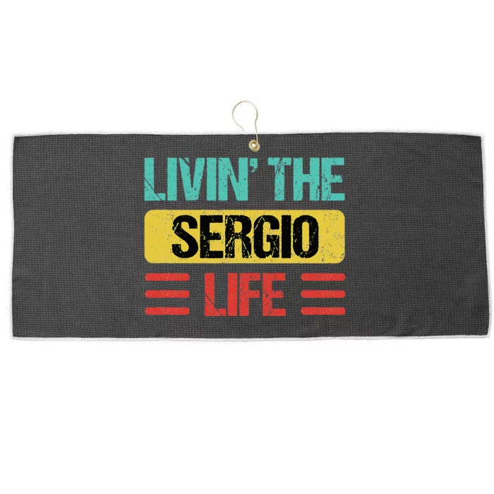 Sergio Name Large Microfiber Waffle Golf Towel