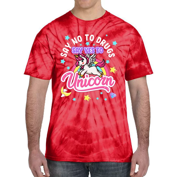 Say No Say Yes to Unicorns Red Ribbon Week Tie-Dye T-Shirt