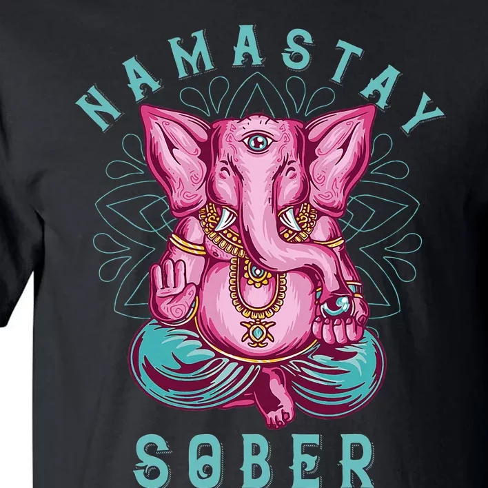 Sobriety Namastay Sober Elephant 12 Step Recovery Buddha Tall T-Shirt