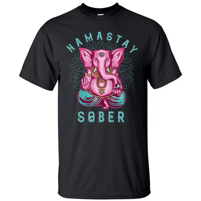 Sobriety Namastay Sober Elephant 12 Step Recovery Buddha Tall T-Shirt