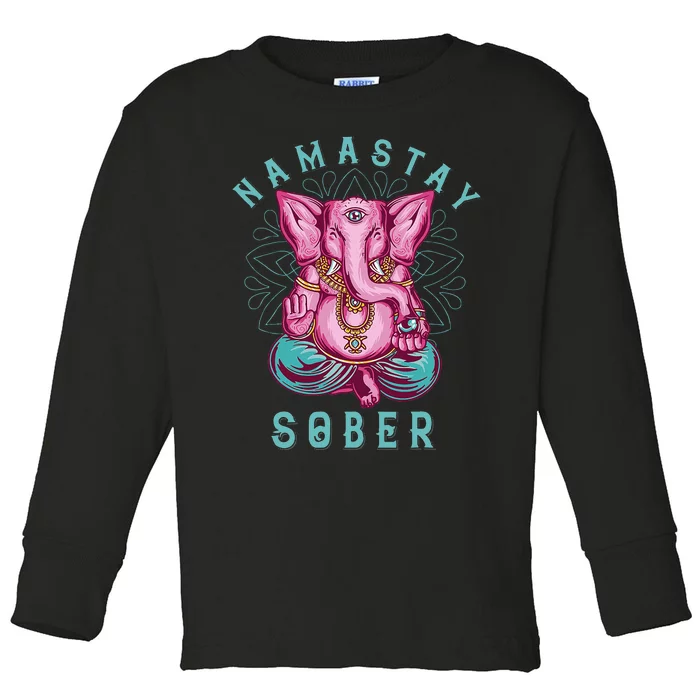 Sobriety Namastay Sober Elephant 12 Step Recovery Buddha Toddler Long Sleeve Shirt