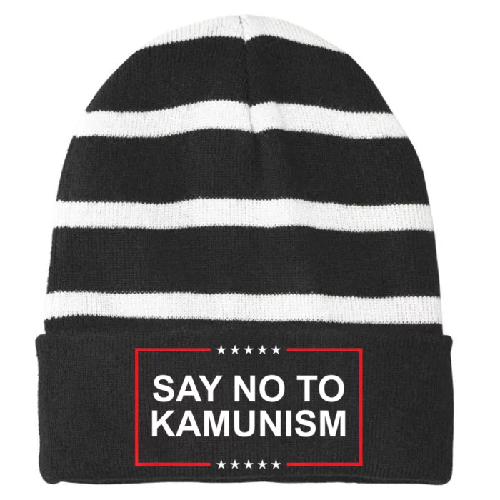 Say No To Kamunism Striped Beanie with Solid Band