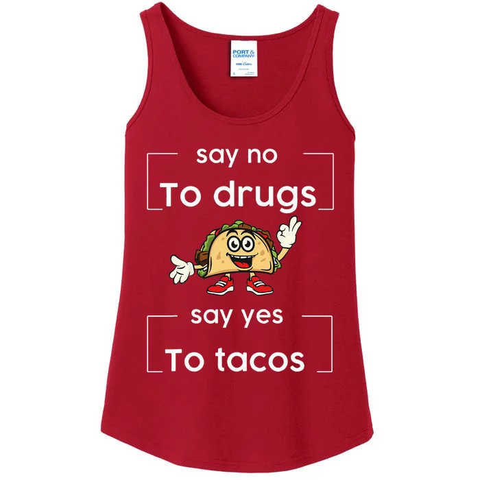 Say NO to Drugs Say Yes to Tacos Red Ribbon Week Drug Free Ladies Essential Tank