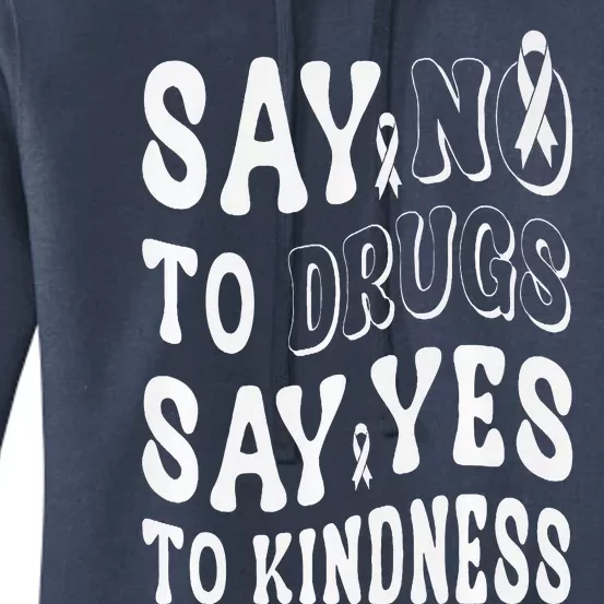 Say No to Drugs Say Yes to Kindness Groovy Red Ribbon Week Women's Pullover Hoodie