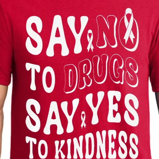 Say No to Drugs Say Yes to Kindness Groovy Red Ribbon Week Pajama Set