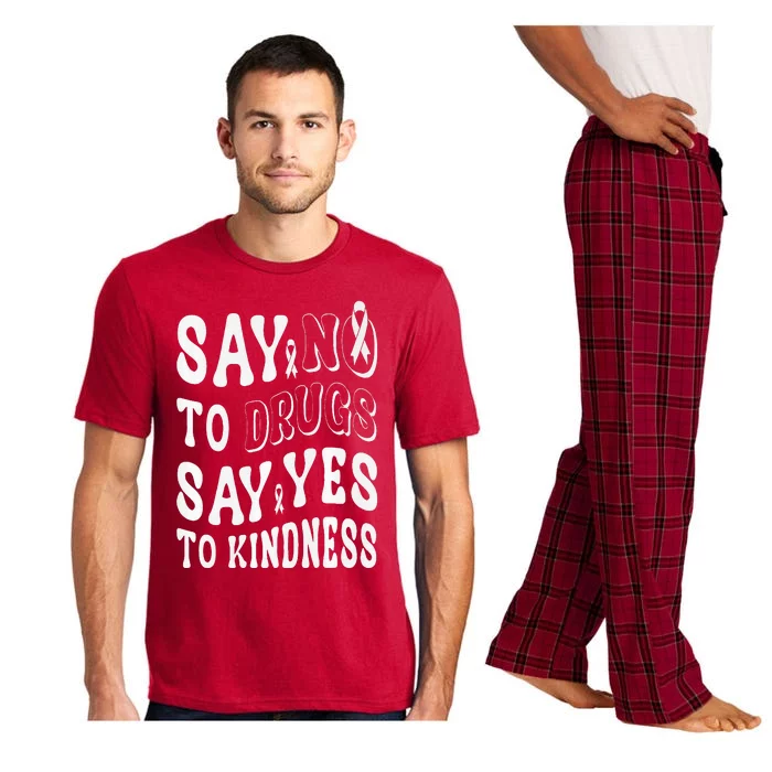 Say No to Drugs Say Yes to Kindness Groovy Red Ribbon Week Pajama Set