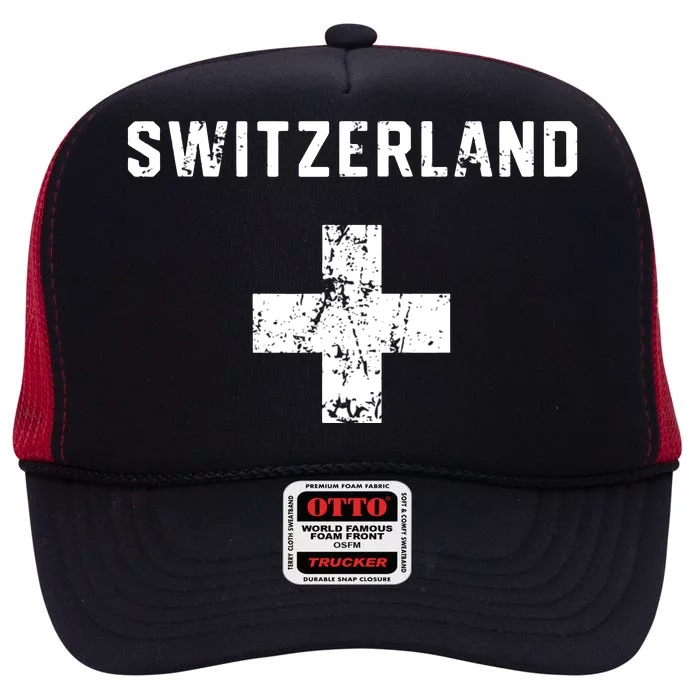 Switzerland National Team Swiss Jersey Retro Vintage High Crown Mesh Trucker Hat