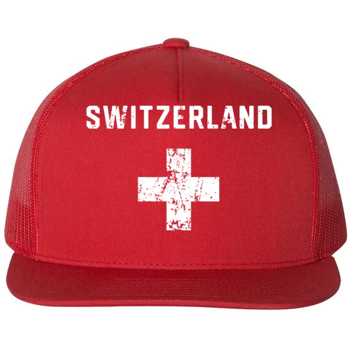 Switzerland National Team Swiss Jersey Retro Vintage Flat Bill Trucker Hat