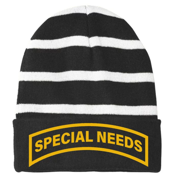 Special Needs Tab Striped Beanie with Solid Band