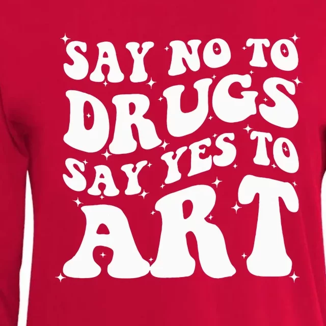 Say No To Drugs Say Yes To Art Red Ribbon Week Groovy Womens Cotton Relaxed Long Sleeve T-Shirt