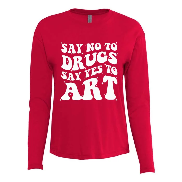 Say No To Drugs Say Yes To Art Red Ribbon Week Groovy Womens Cotton Relaxed Long Sleeve T-Shirt