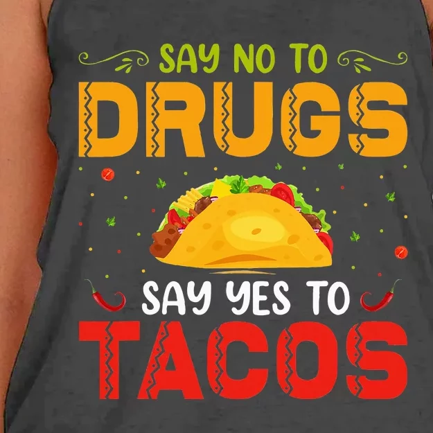 Say No To Drugs Say Yes To Tacos Red Ribbon Week Women's Knotted Racerback Tank