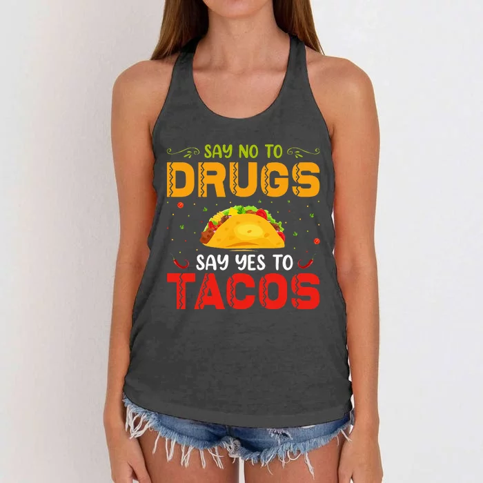 Say No To Drugs Say Yes To Tacos Red Ribbon Week Women's Knotted Racerback Tank