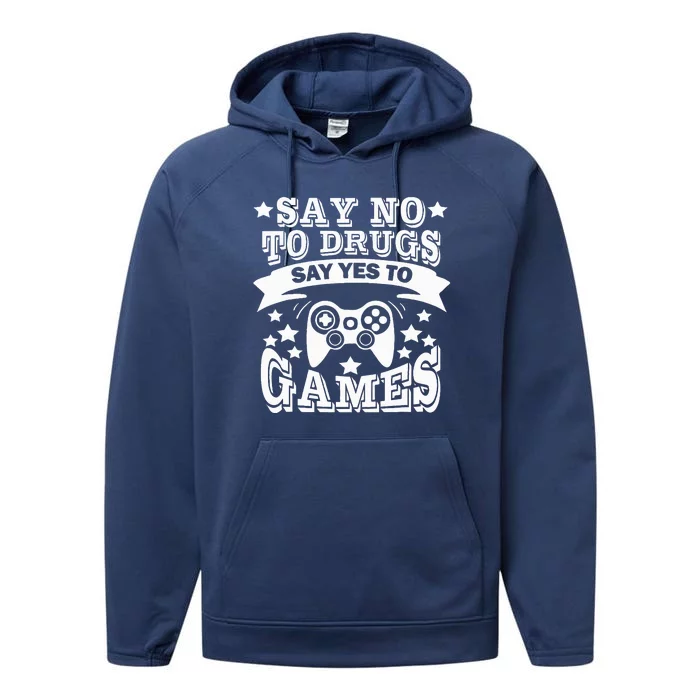 Say No To Drugs Say Yes To Games Red Ribbon Week Awareness Performance Fleece Hoodie