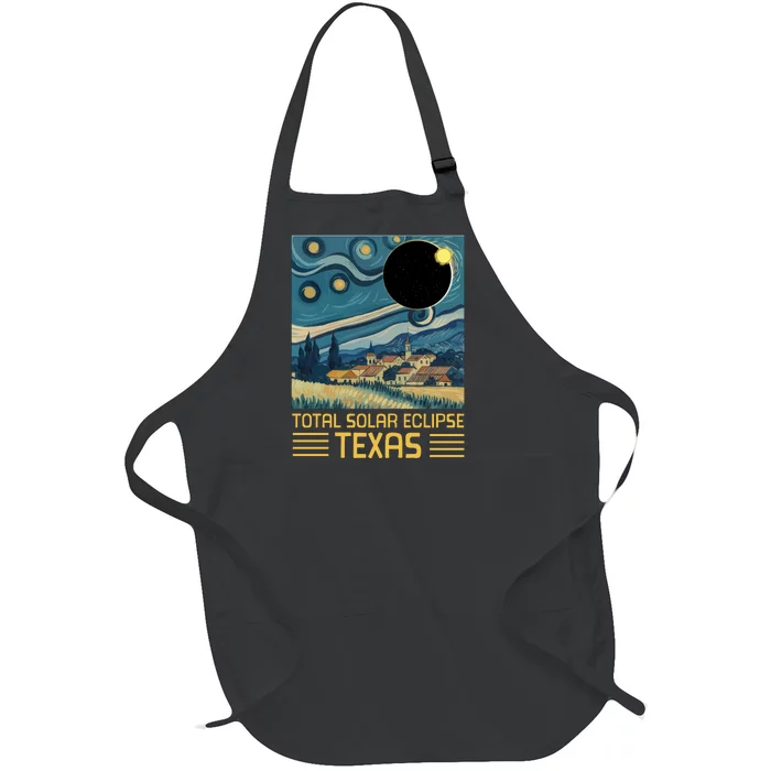 Starry Night Texas Total Solar Eclipse Artwork Full-Length Apron With Pocket